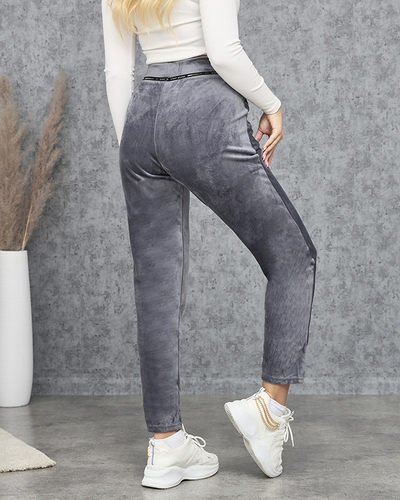 Trening de velur gri pentru femei PLUS SIZE- Îmbrăcăminte