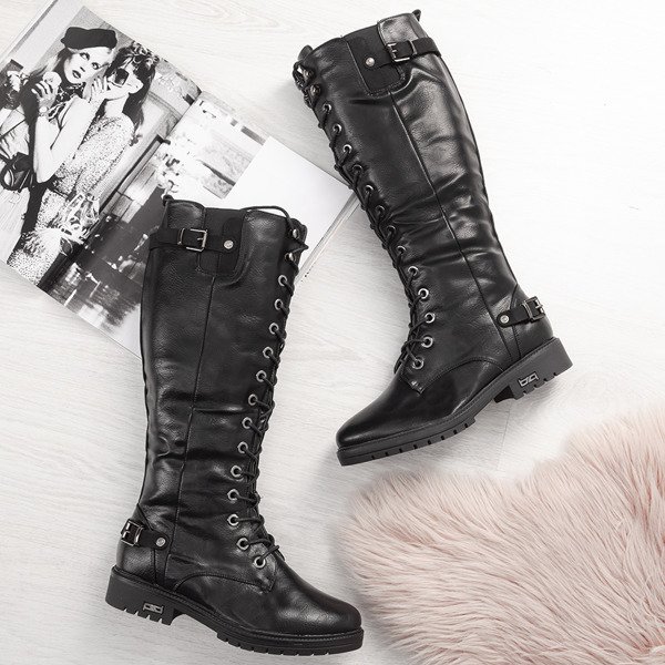 Cizme negre cu toc plat Kanuti - Încălțăminte