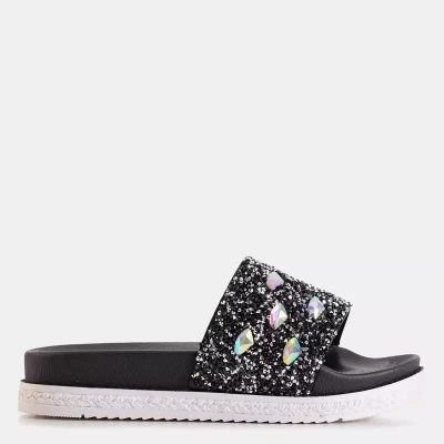 OUTLET Sandale de dama cu platforma neagra cu zirconiu Sailor - Incaltaminte
