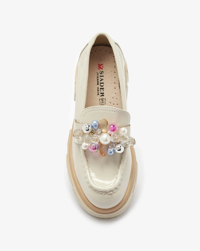 Mocasini bej lăcuit pentru femei Geloppa- Footwear