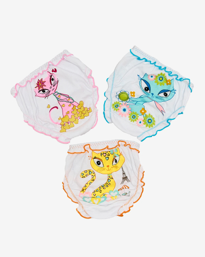 Royalfashion Set de chiloți pentru fete tip cu imprimeu colorat de pisică