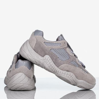 Adidași gri pentru femei cu talpă groasă Crisscross - Încălțăminte