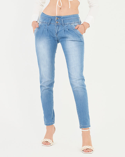 Blugi drepți albaștri pentru femei - Îmbrăcăminte