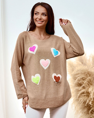Royalfashion Pulover subțire de damă cu inimioare