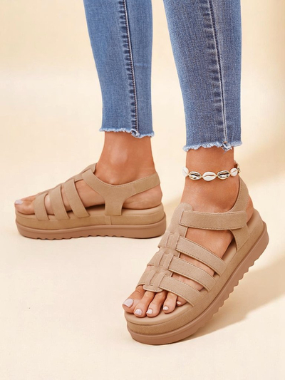 Ženske sandale Royalfashion Helena Classico platforma svijetlo smeđa