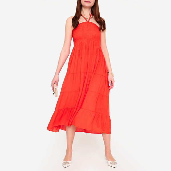 Rochie midi portocalie PLUS SIZE - Imbracaminte