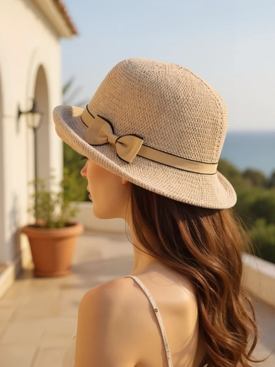 Royalfashion Pălărie de damă decorată cu fundă Summer Grace