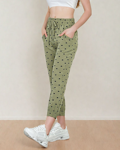 Royalfashion Pantaloni de damă din material textil cu inimioare