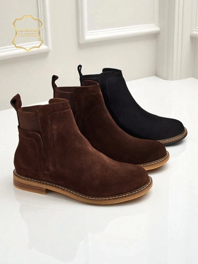 Botine Negre Ariston din Piele cu Piele Întoarsă