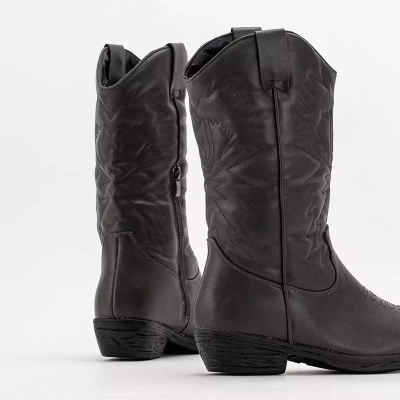OUTLET Cizme cowboy dama gri inchis din piele ecologica Vetika - Incaltaminte