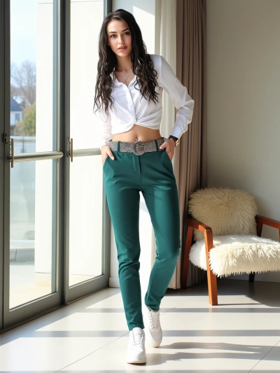 Royalfashion Pantaloni din țesătură pentru femei