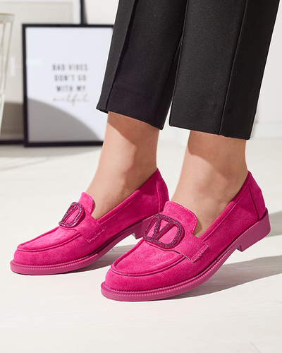 Mocasini de damă fucsia cu decor Fogras- Footwear