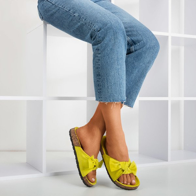 Papuci de damă verzi cu arc Sun și Fun - Încălțăminte