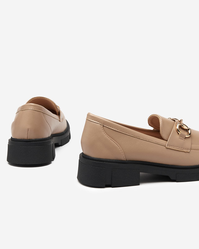 OUTLET Pantofi de dama maro deschis cu ornament pe nas Veteca - Incaltaminte