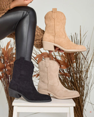 Royalfashion Cizme de cowboy izolate pentru femei maro deschis Bronco