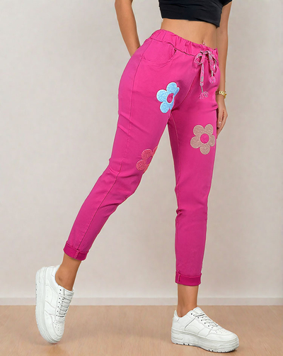 Royalfashion Pantaloni de damă din stofă cu plasturi