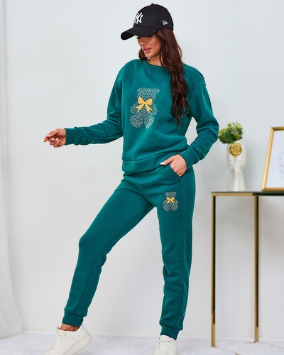 Royalfashion Set trening izolat pentru femei Green cu imprimeu