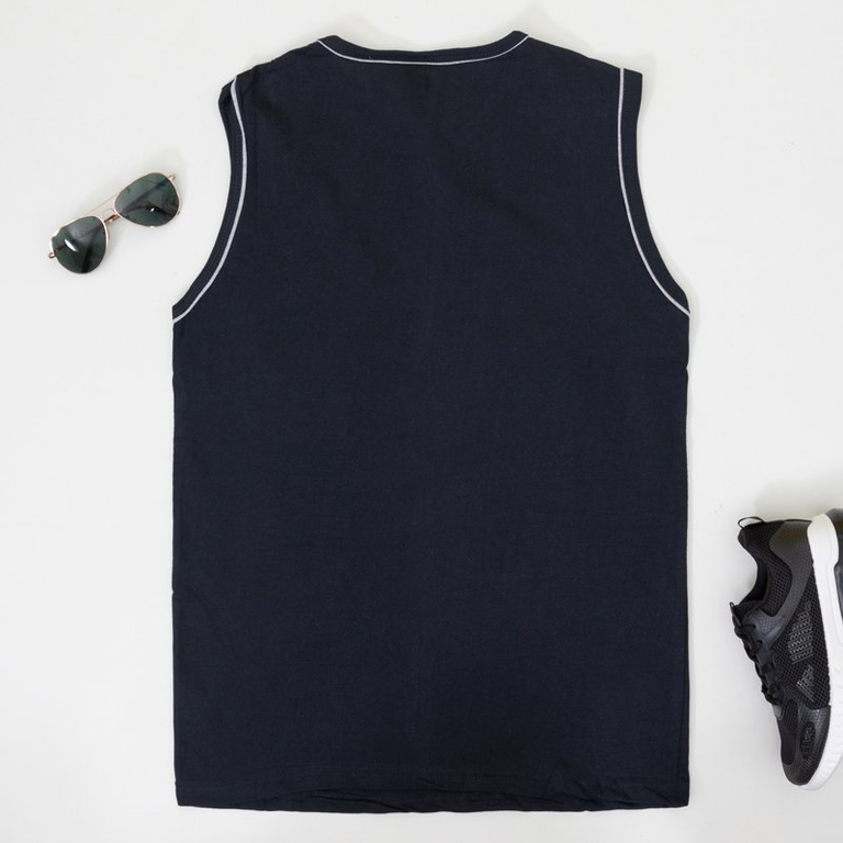 Cămașă fără mâneci pentru bărbați, din bumbac, bleumarin - Îmbrăcăminte