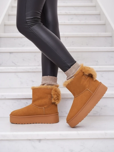Royalfashion Boots a'la cizme de zăpadă pentru femei de culoare camel Goroggo