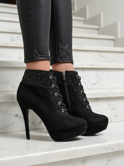 Royalfashion Botine cu toc pentru femei cu strasuri Efelolo