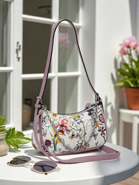 Royalfashion Geantă mică de damă din piele ecologică cu model floral Lily Bloom