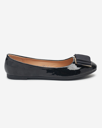 OUTLET Balerini negri lacuiti cu fundita Asame- Pantofi