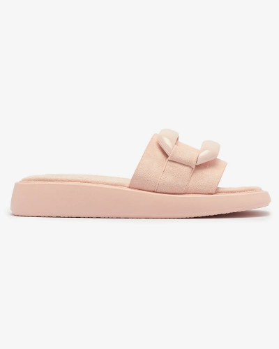 Șlapi de damă roz din eco-suede Omve - Încălțăminte