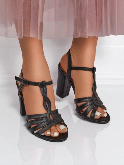 Royalfashion Sandale cu toc gros pentru femei Daffi Elegance