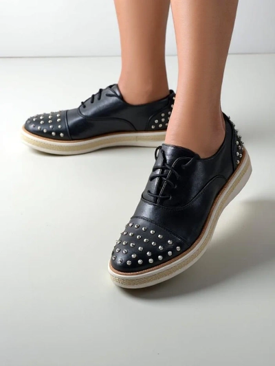 Royalfashion Pantofi femei cu talpă plată decorati cu metalice Azaldo