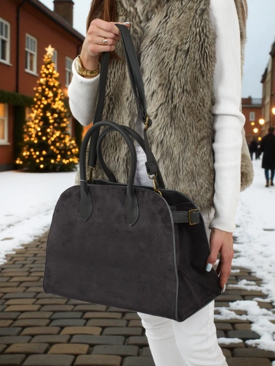 Geantă de damă shopper din piele ecologică tip piele întoarsă Dorelle