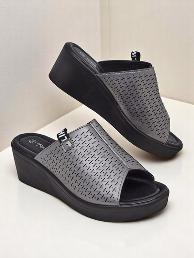 Royalfashion Klapki pou fanm sou talon Luna Wedge
