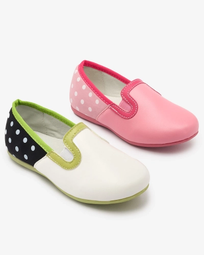 Pantofi de damă de culoare albă din piele ecologică cu imprimeu de mazăre pentru fete Rellme- Footwear