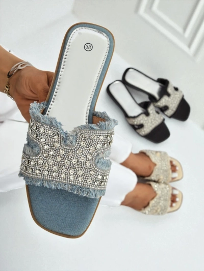 Royalfashion Papuci de damă cu strasuri CrystalEase