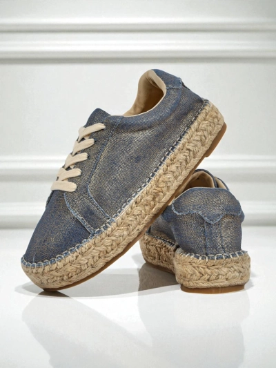 Aurelia Denim Espadrillos – sneakers de damă cu toc plat și material textil