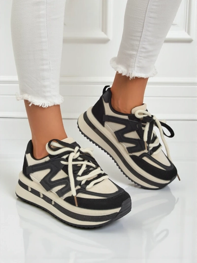 Sneakers platform Selene Nero fu eko-leder blaka gi uma