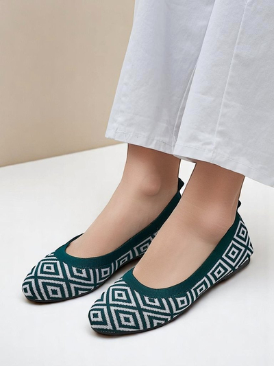 Royalfashion Balerini de damă din material textil cu imprimeu geometric Metric