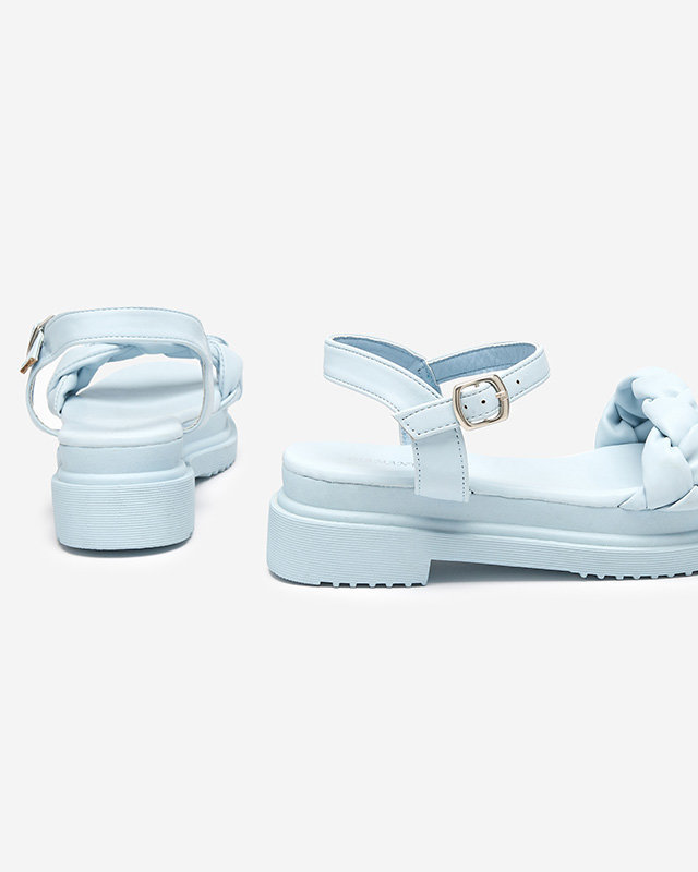 OUTLET Sandale de dama albastru deschis cu centura impletita Kafha - Incaltaminte