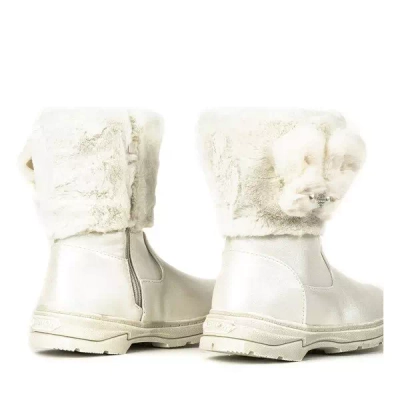 OUTLET Cizme de zăpadă bej pentru copii cu blană Bunni - Încălțăminte