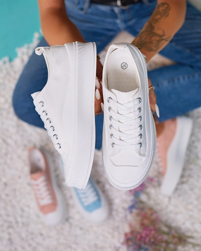 Royalfashion White Luceri platform sports sneakers