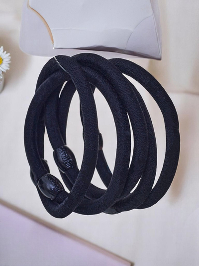Royalfashion Set de 5 elastice de păr negre Nerov