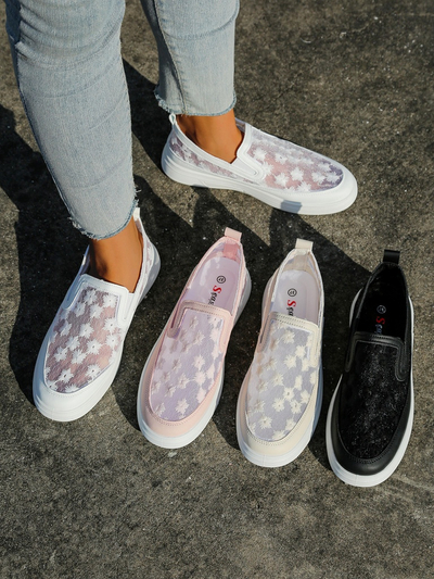 Loafers din plasă pentru femei Royalfashion cu flori Emzos