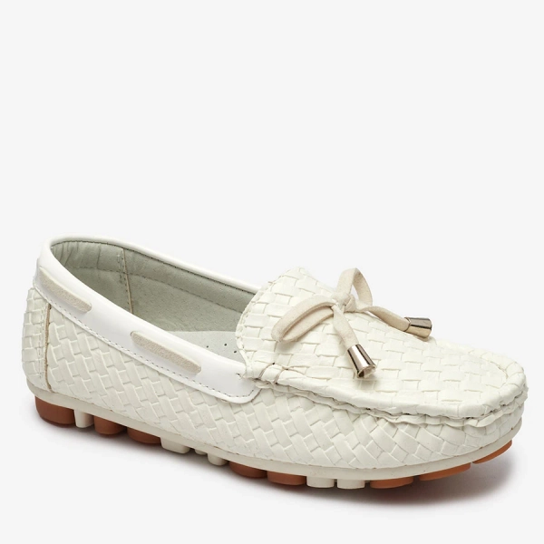 Mocasini albi pentru copii Dannad- Footwear