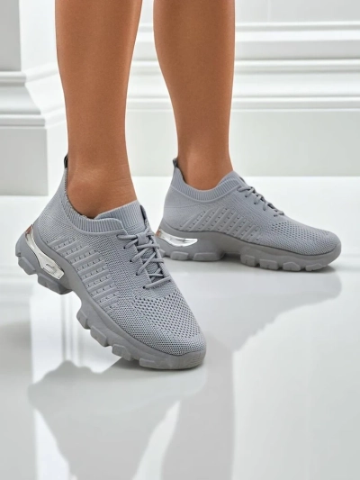 Women's Atenea Light Grey Fabric Sneakers on a 4.5 cm Flat Sole