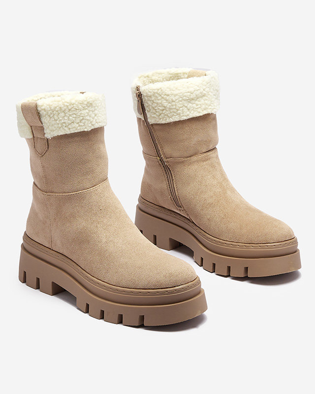 Cizme de zapada dama cu siret cu platforma in camel Neatesa - Incaltaminte