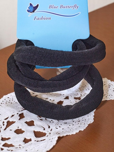 Royalfashion Set de 3 elastice de păr negre Nero