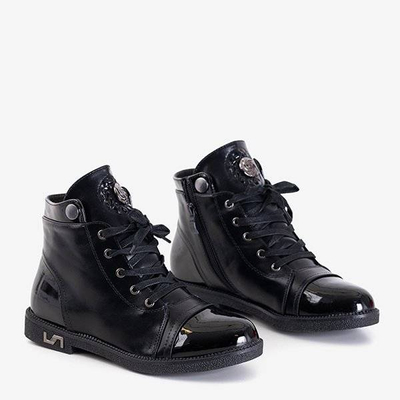 Cizme dama negre cu dantela Andria - Încălțăminte