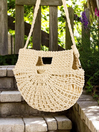Royalfashion Poșetă mică de damă din paie Mini Moon Straw