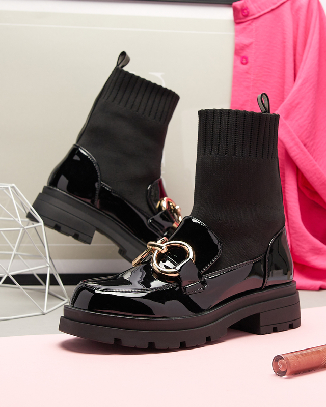 Cizme negre de damă cu șosetă Accioi- Footwear