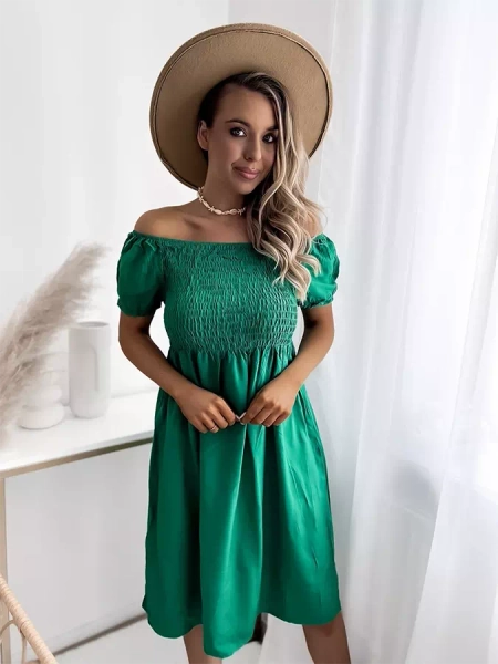 Rochie mini verde pentru femei a'la hiszpanka- Îmbrăcăminte