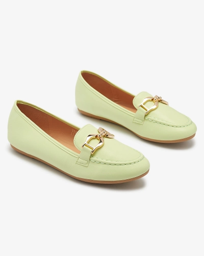 Mocasini de damă din piele ecologică verde cu ornament Wiwet-Footwear
